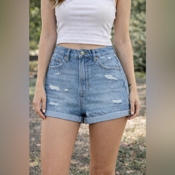 H&M Pants - H&M DIVIDED High Rise Jean Distressed Jean Shorts